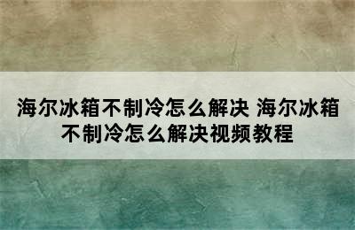 海尔冰箱不制冷怎么解决 海尔冰箱不制冷怎么解决视频教程